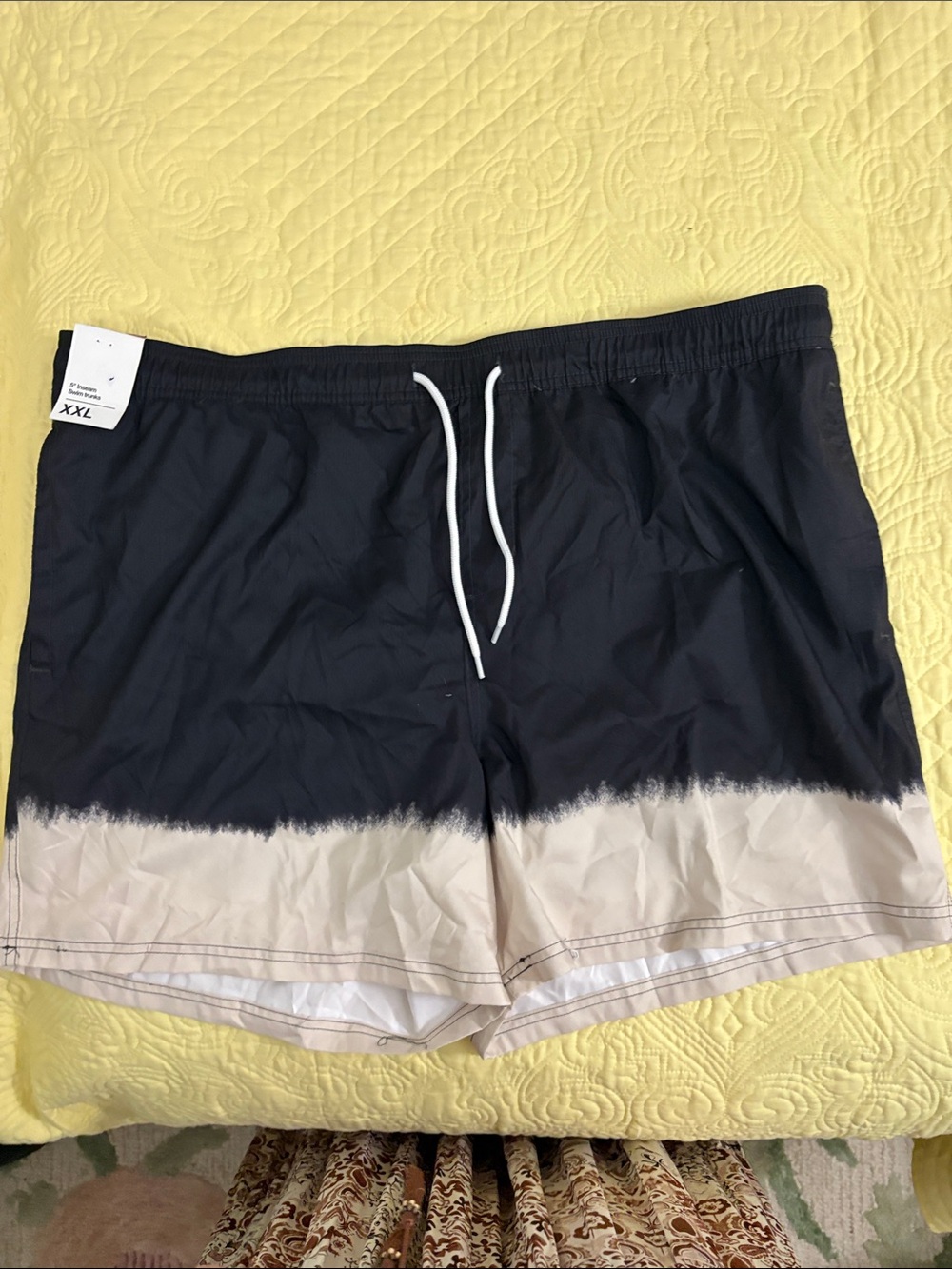 Original Use Black and Beige Dip-Dye Swim Trunks